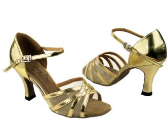 dansschoenen goud leder mesh  